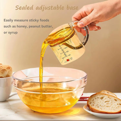 Versatile 4-in-1 Adjustable Measuring Cup with Innovative Scraper Base for Effortless Cooking