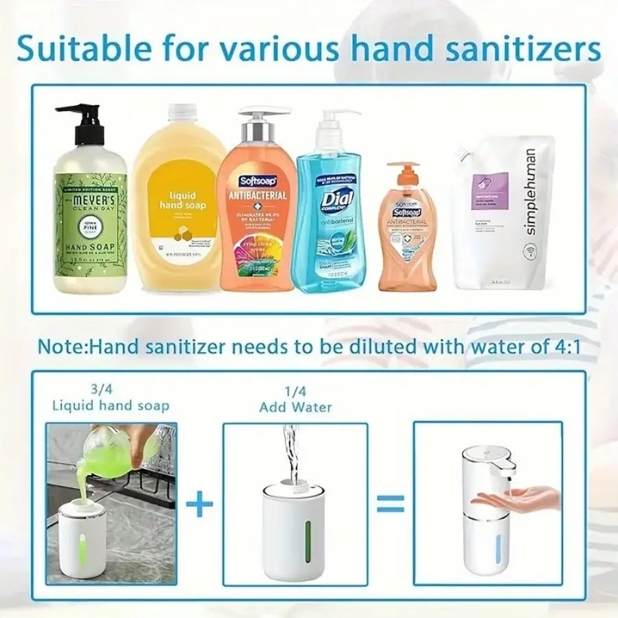 Smart Touchless Soap Dispenser - Automatic Foam/Liquid Dispenser with Adjustable Settings, USB Rechargeable, Waterproof & Wall-Mounted for Bathroom Use