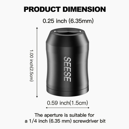 SEESE Strong Magnetic Screw Ring: 1/4 Inch/ 6.35 Mm Universal Magnetic Screw Holder - Removable Magnetic Screwdriver Drill Bit Holder for Hex Screwdriver and Power Bits