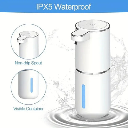 Smart Touchless Soap Dispenser - Automatic Foam/Liquid Dispenser with Adjustable Settings, USB Rechargeable, Waterproof & Wall-Mounted for Bathroom Use