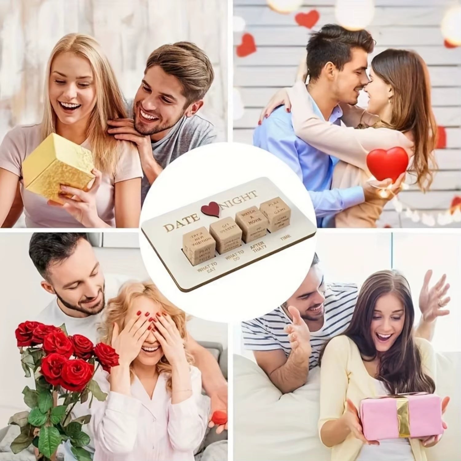 Date Night Dice 4PCS after Dark Edition Date Night Wooden Dice Game for Couples Wood Reusable Couple Anniversary Date Dice