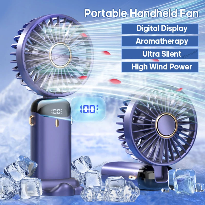 Stay Cool Anywhere with Our USB Handheld Mini Fan - Foldable, Portable, and Rechargeable with 5 Speed Settings!