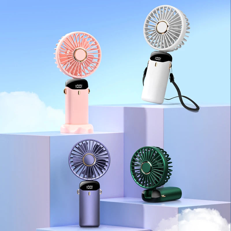 Stay Cool Anywhere with Our USB Handheld Mini Fan - Foldable, Portable, and Rechargeable with 5 Speed Settings!
