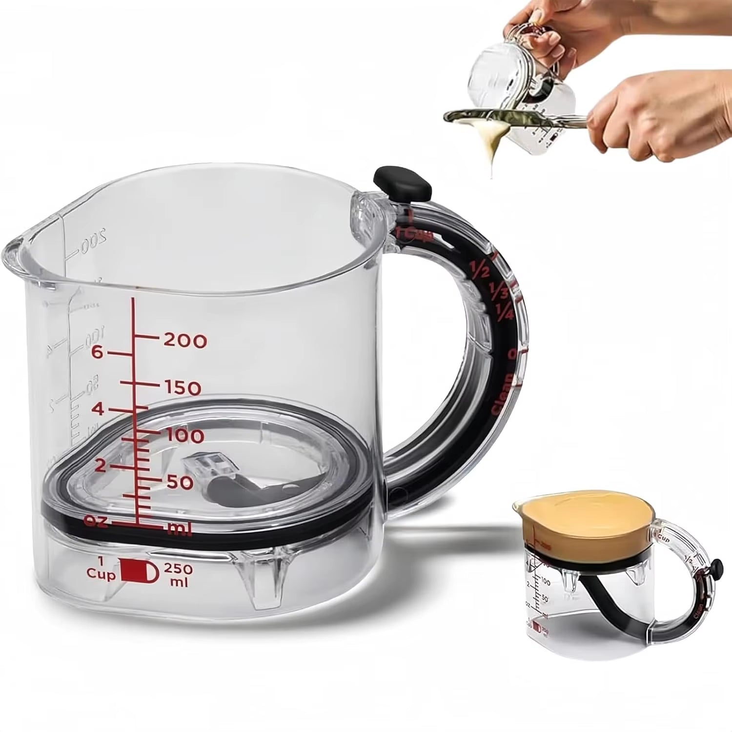 Versatile 4-in-1 Adjustable Measuring Cup with Innovative Scraper Base for Effortless Cooking