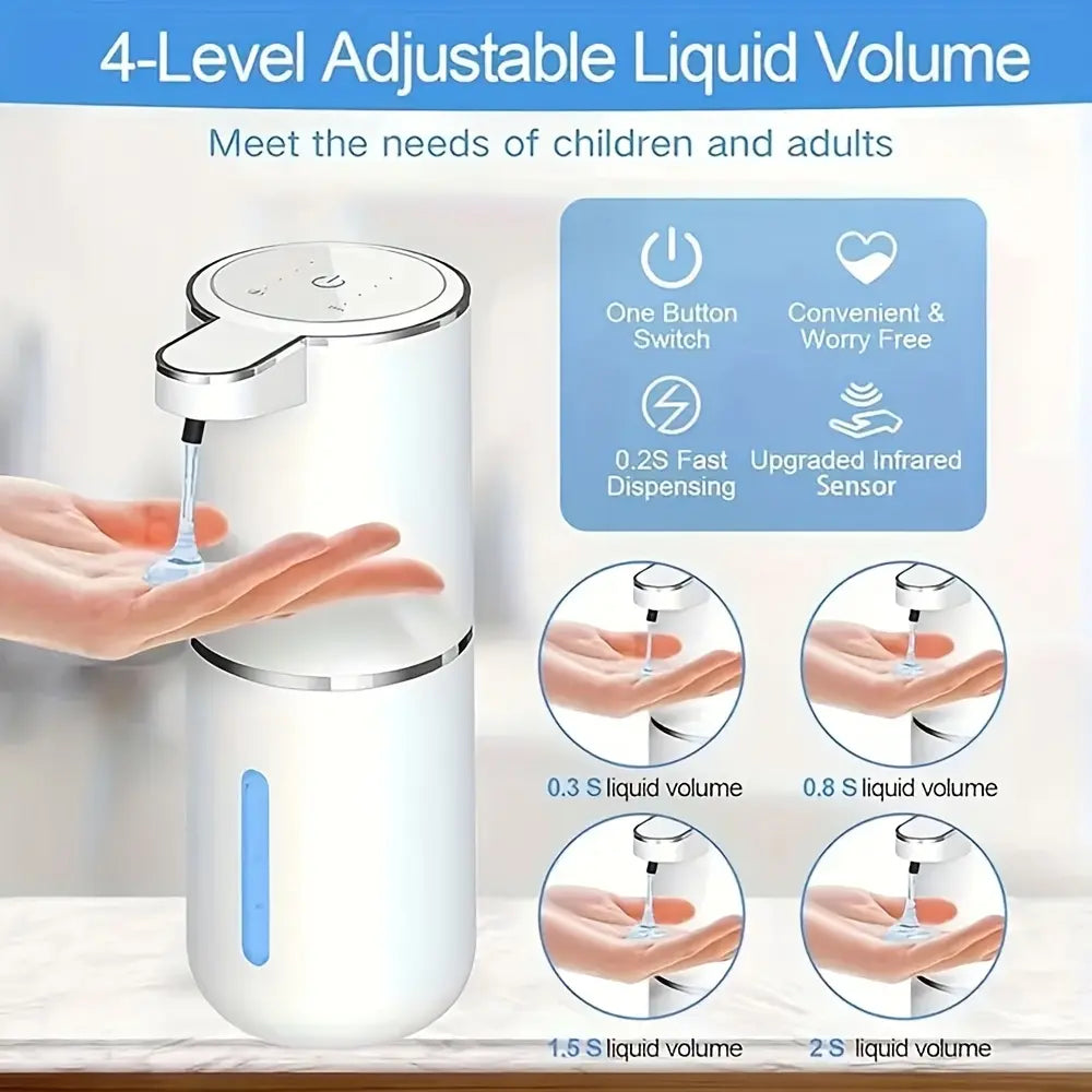 Smart Touchless Soap Dispenser - Automatic Foam/Liquid Dispenser with Adjustable Settings, USB Rechargeable, Waterproof & Wall-Mounted for Bathroom Use